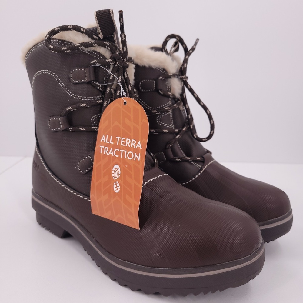 JBU Jambu Brisky Dark Brown Taupe Boots‎ Womens 6 M Winter Comfort Laced Heel